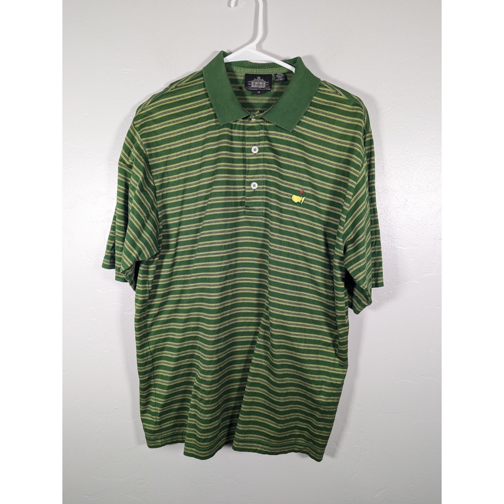 Masters Clubhouse Collection Polo Shirt M SS Green Stripe‎ Golf
